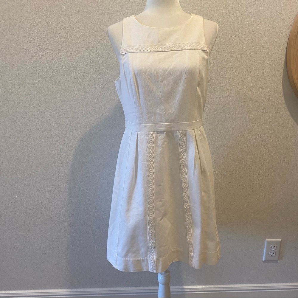 J. Crew white sleeveless dress eyelet lace trim 10